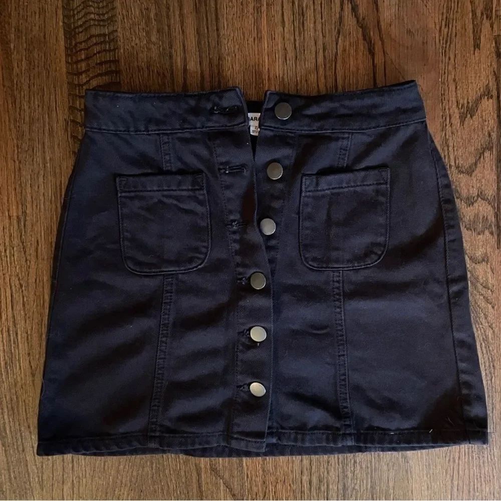 Black denim mini skirt from Garage